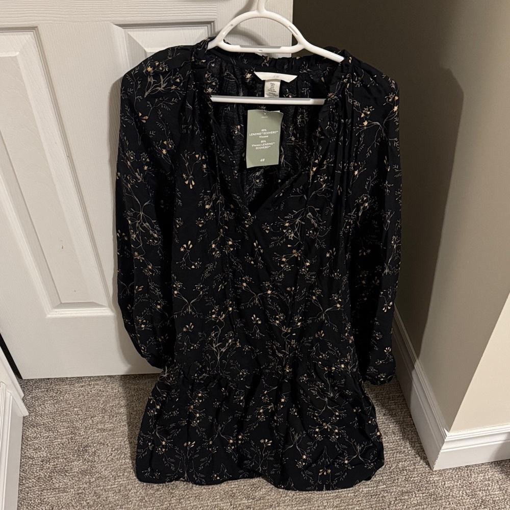 H&M Black Dress with Floral Design